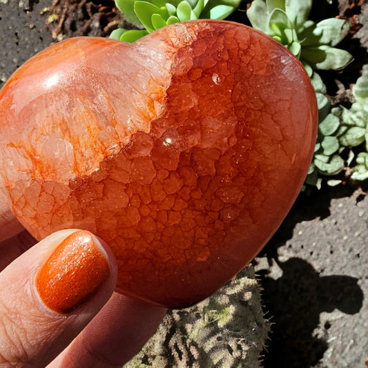 Carnelian Heart w Quartz Face