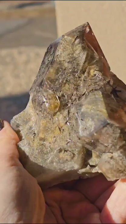 Reticulated Red Rutile Star Included Garden Smoky Quartz from 90's Brazil